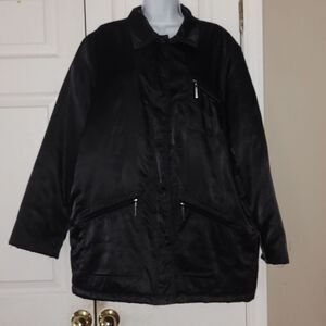 Liz Claiborne Liz Sport black button down coat  Sz XL
